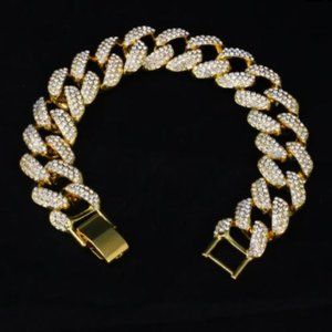 Iced Out Heavy Flooded Gold Plated Cuban Bracelet